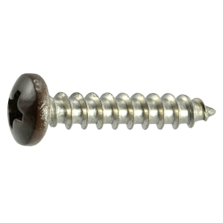 Midwest Fastener Sheet Metal Screw, #10 x 1 in, Painted 18-8 Stainless Steel Pan Head Phillips Drive, 100 PK 09117